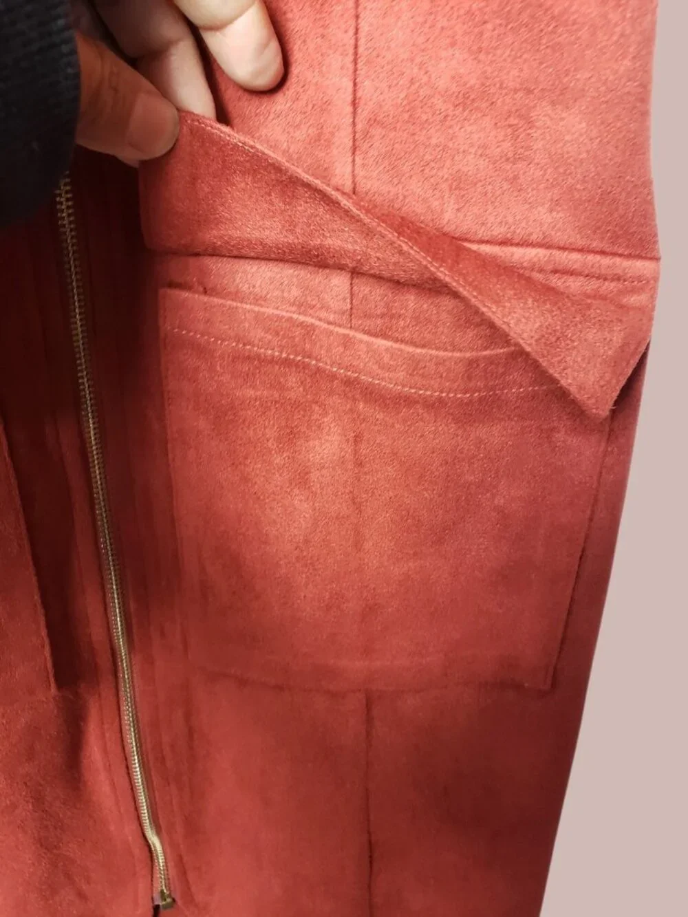 Privy Womens Sleeveless Suede Zip-Up Vest Dress W/Pockets Rust Red Small - Picture 5 of 12